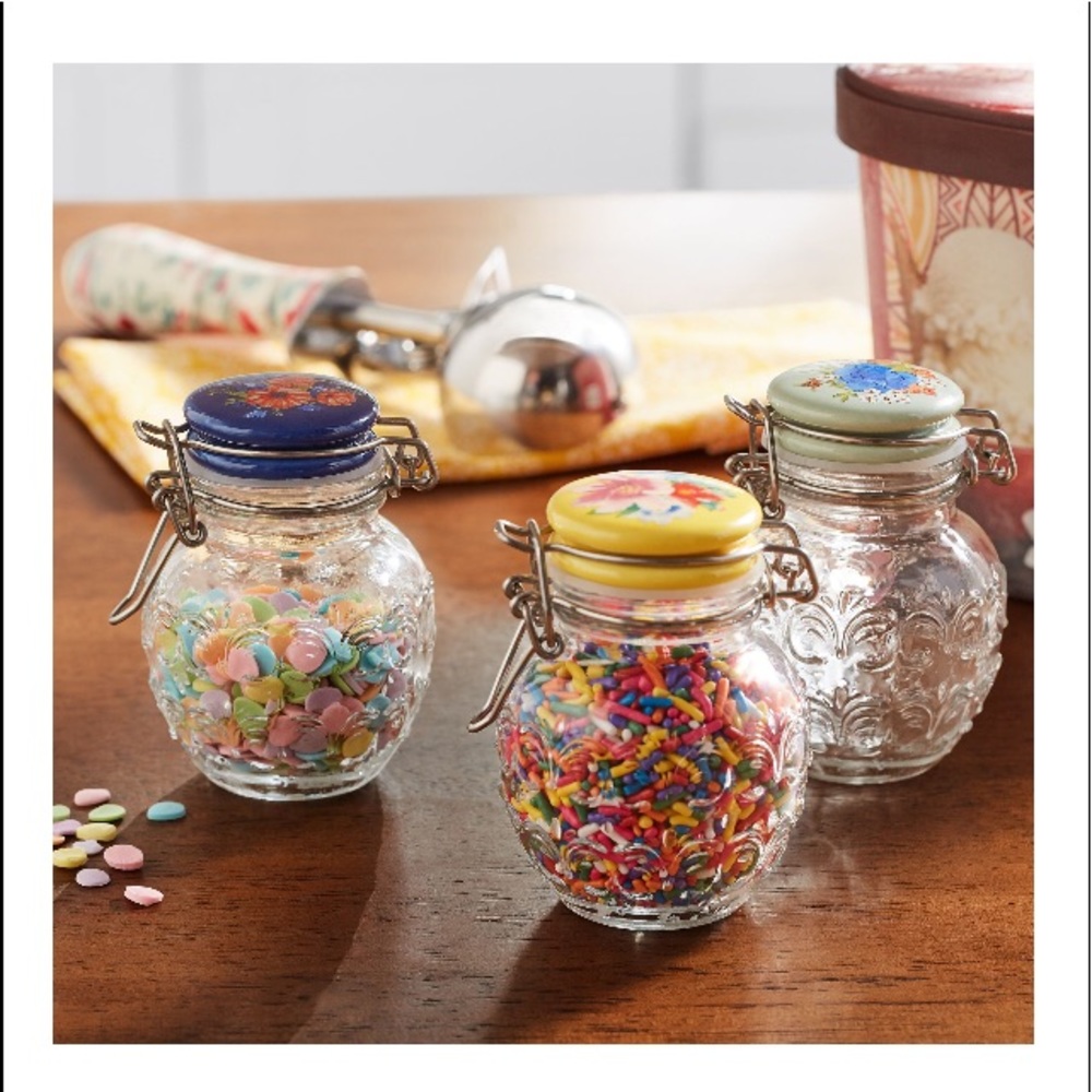 The Pioneer Woman Floral Medley 3PkSpice Jarsw/Lid